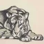 Gaston SUISSE (1896-1988) - Tigre couché, 1923. (Pastels)